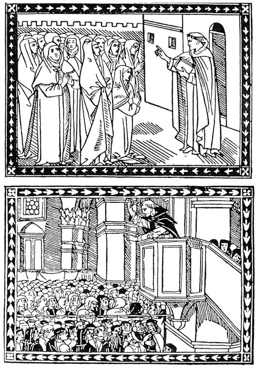 Savonarole (1452-1498) prêchant à des religieuses